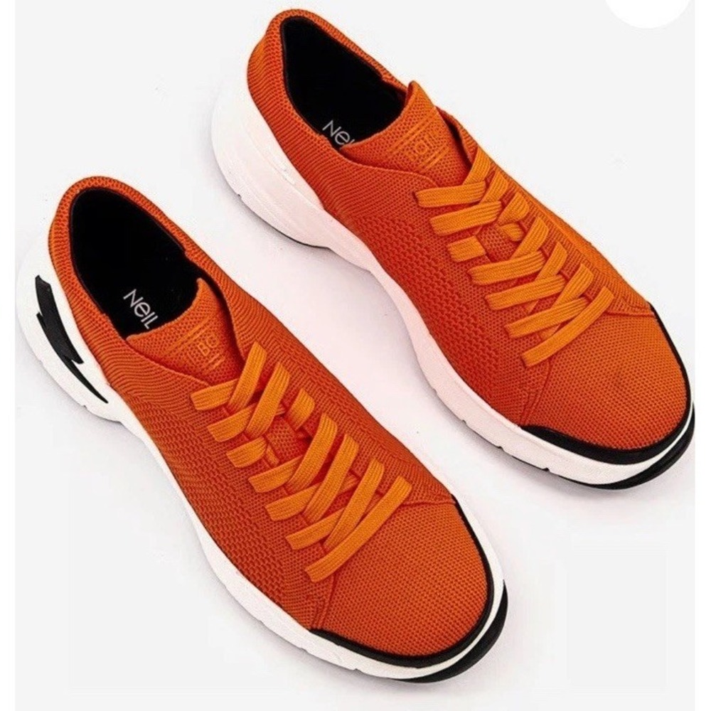 NEW Neil Barrett Lace-Up Bolt Sneakers Orange Men's Size EU 43‎ US 9 MSRP $437